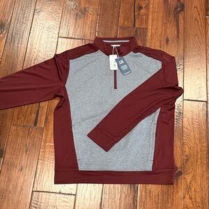 CUTTER & BUCK Maroon and Gray Quarter-Zip Pullover new w tags